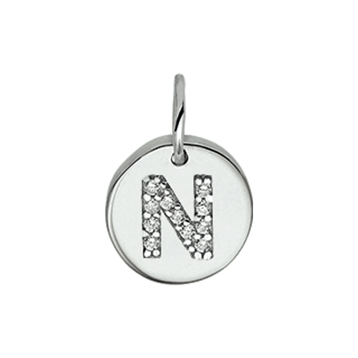 hanger letter n zirkonia zilver gerhodineerd