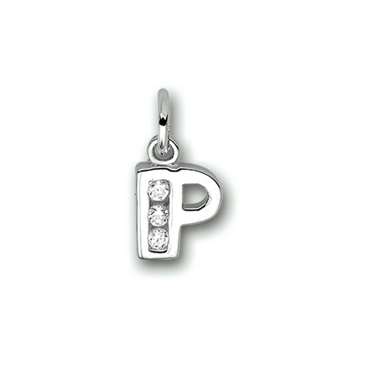 hanger letter p zirkonia zilver gerhodineerd
