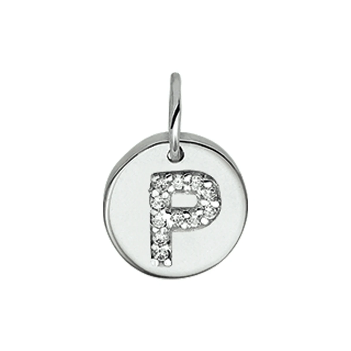 hanger letter p zirkonia zilver gerhodineerd