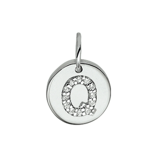 hanger letter q zirkonia zilver gerhodineerd