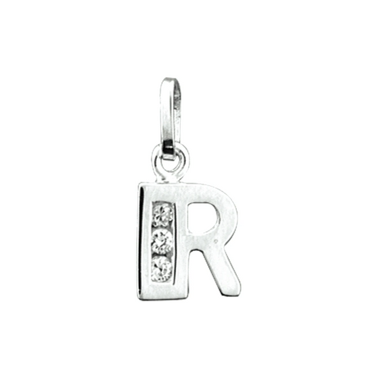 hanger letter r zirkonia zilver gerhodineerd