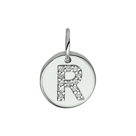 hanger letter r zirkonia zilver gerhodineerd