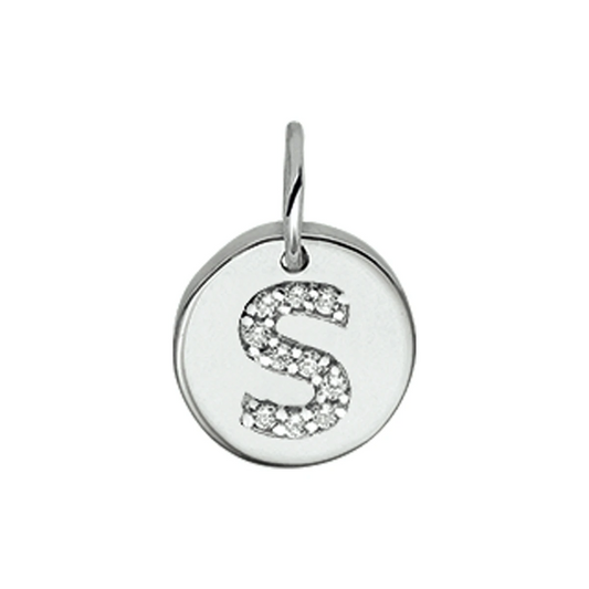 hanger letter s zirkonia zilver gerhodineerd