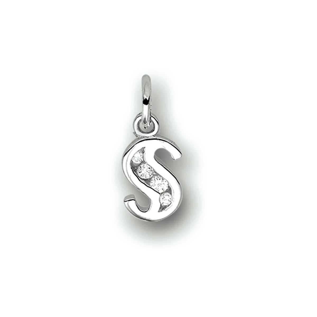 hanger letter s zirkonia zilver gerhodineerd