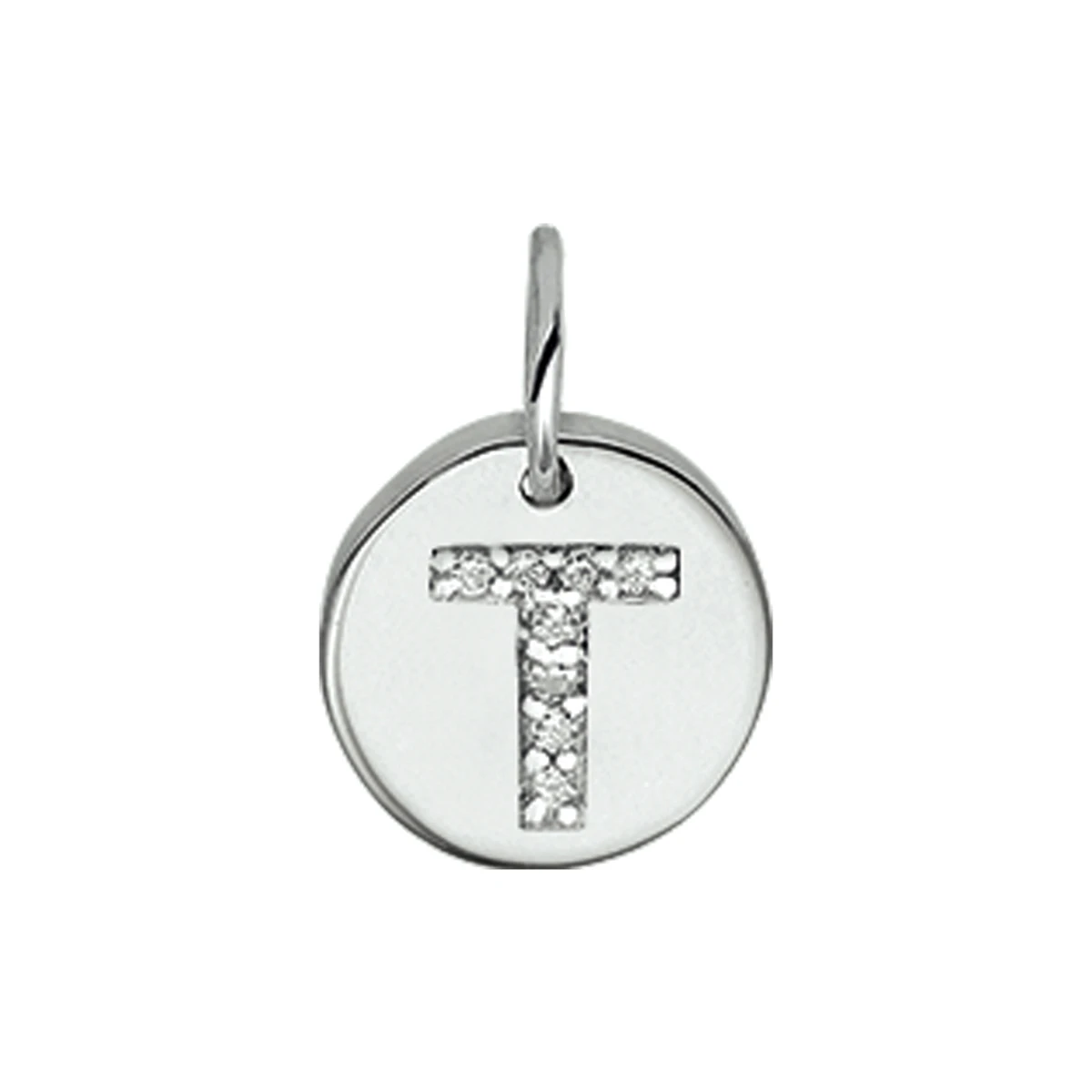 hanger letter t zirkonia zilver gerhodineerd