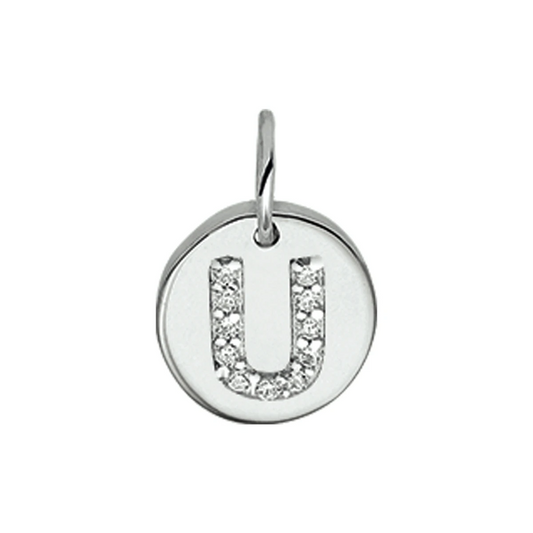 hanger letter u zirkonia zilver gerhodineerd