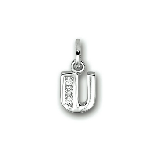 hanger letter u zirkonia zilver gerhodineerd