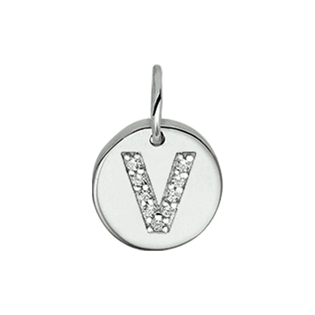 hanger letter v zirkonia zilver gerhodineerd