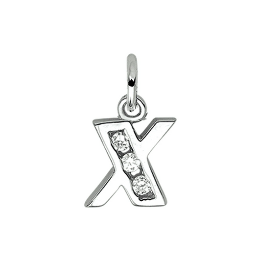 hanger letter x zirkonia zilver gerhodineerd