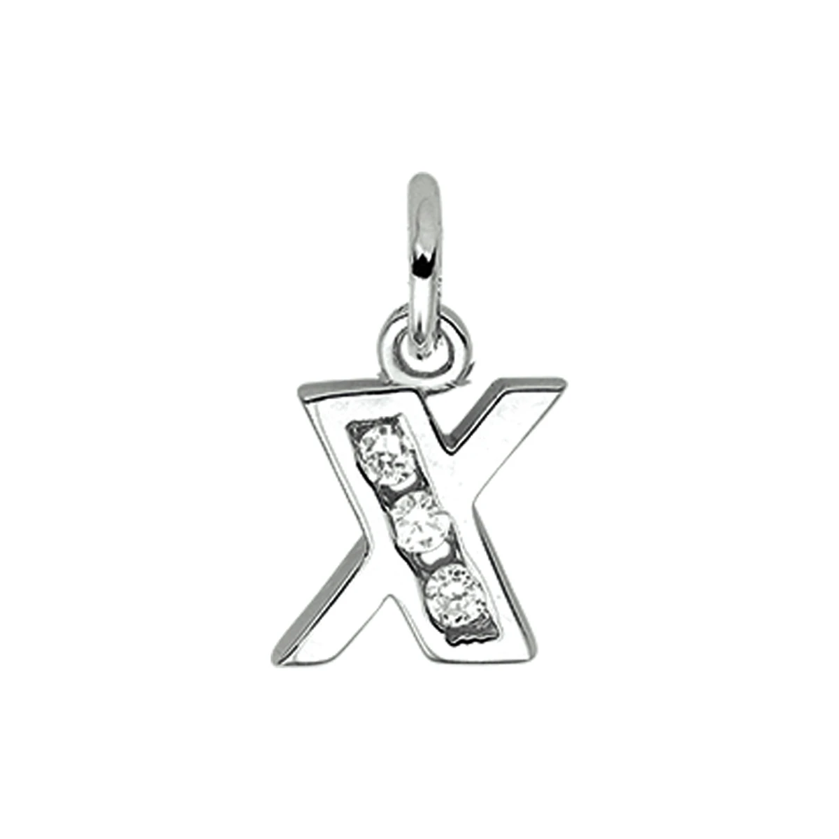 hanger letter x zirkonia zilver gerhodineerd