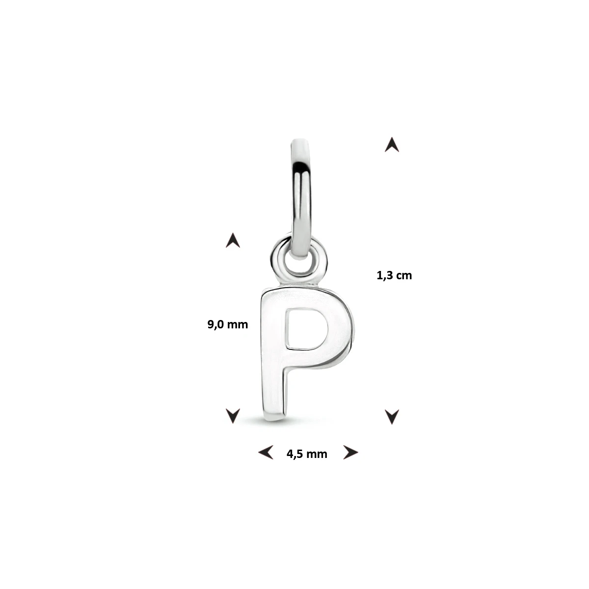 hanger letter zilver gerhodineerd