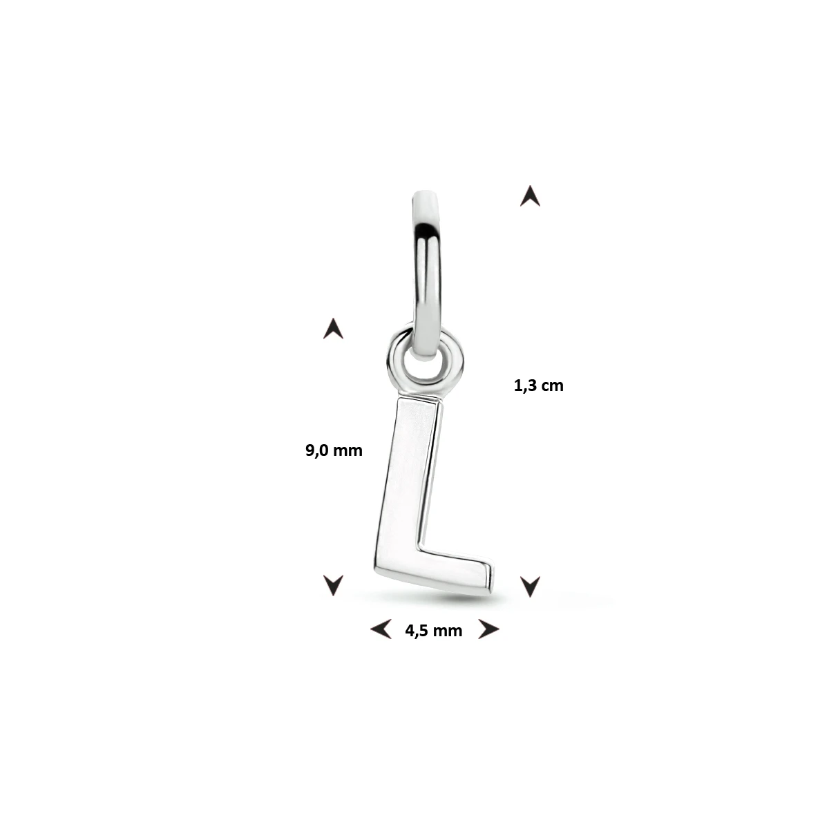 hanger letter zilver gerhodineerd
