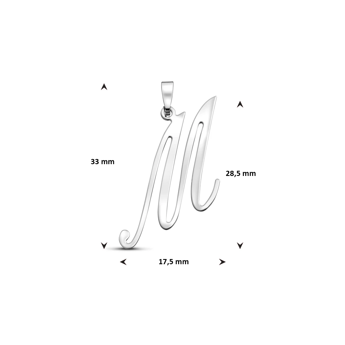 hanger letter zilver gerhodineerd