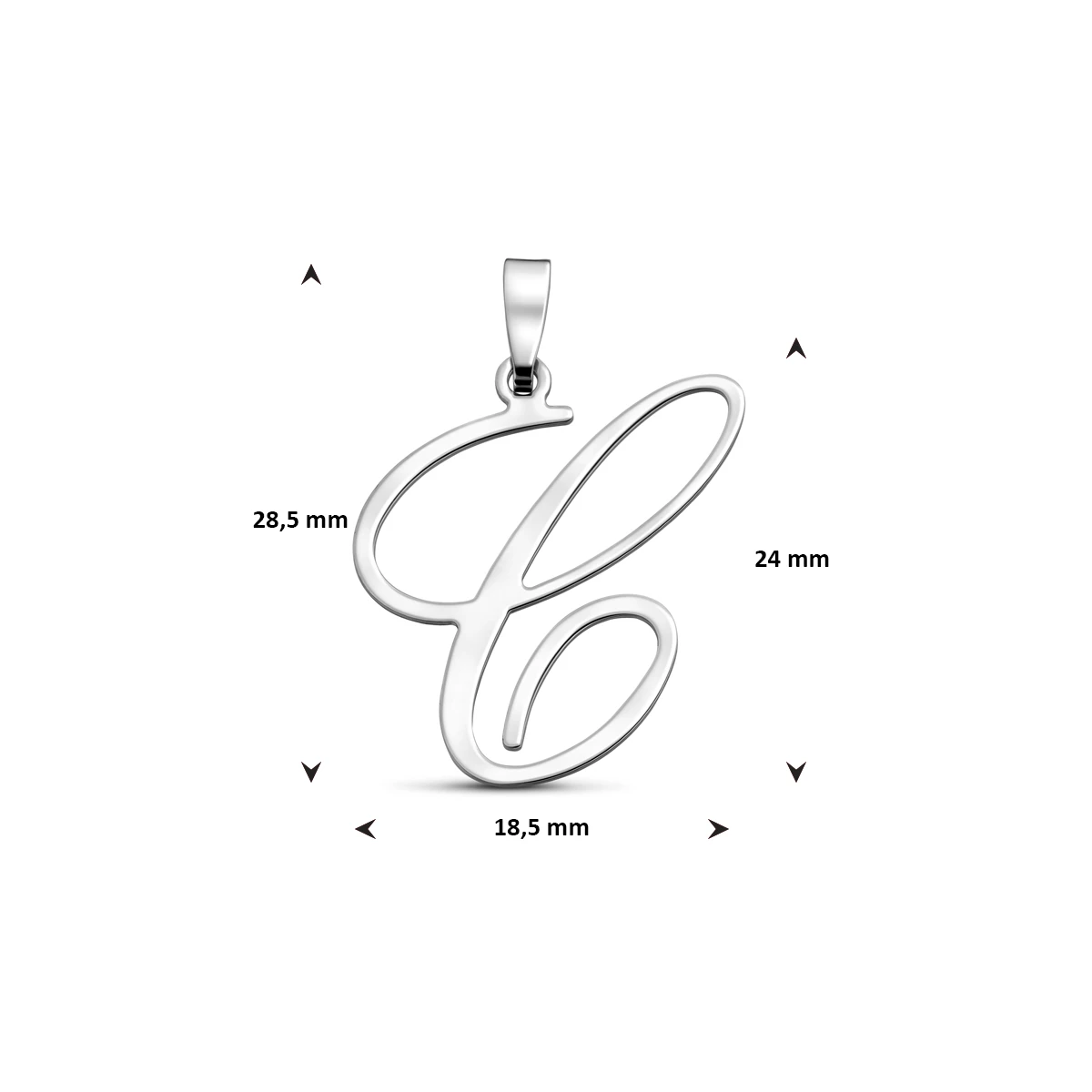 hanger letter zilver gerhodineerd