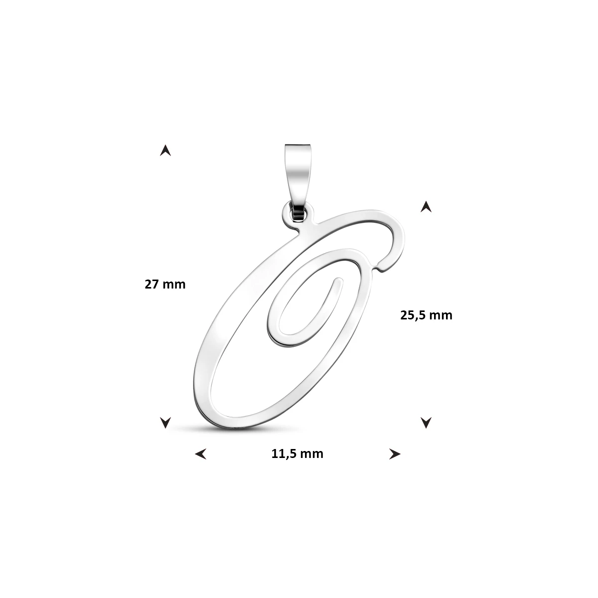 hanger letter zilver gerhodineerd