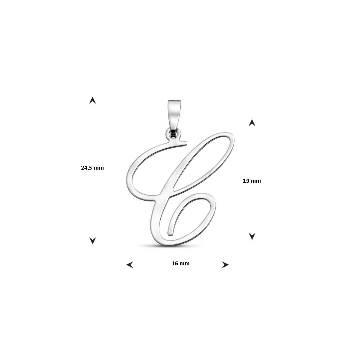 hanger letter zilver gerhodineerd