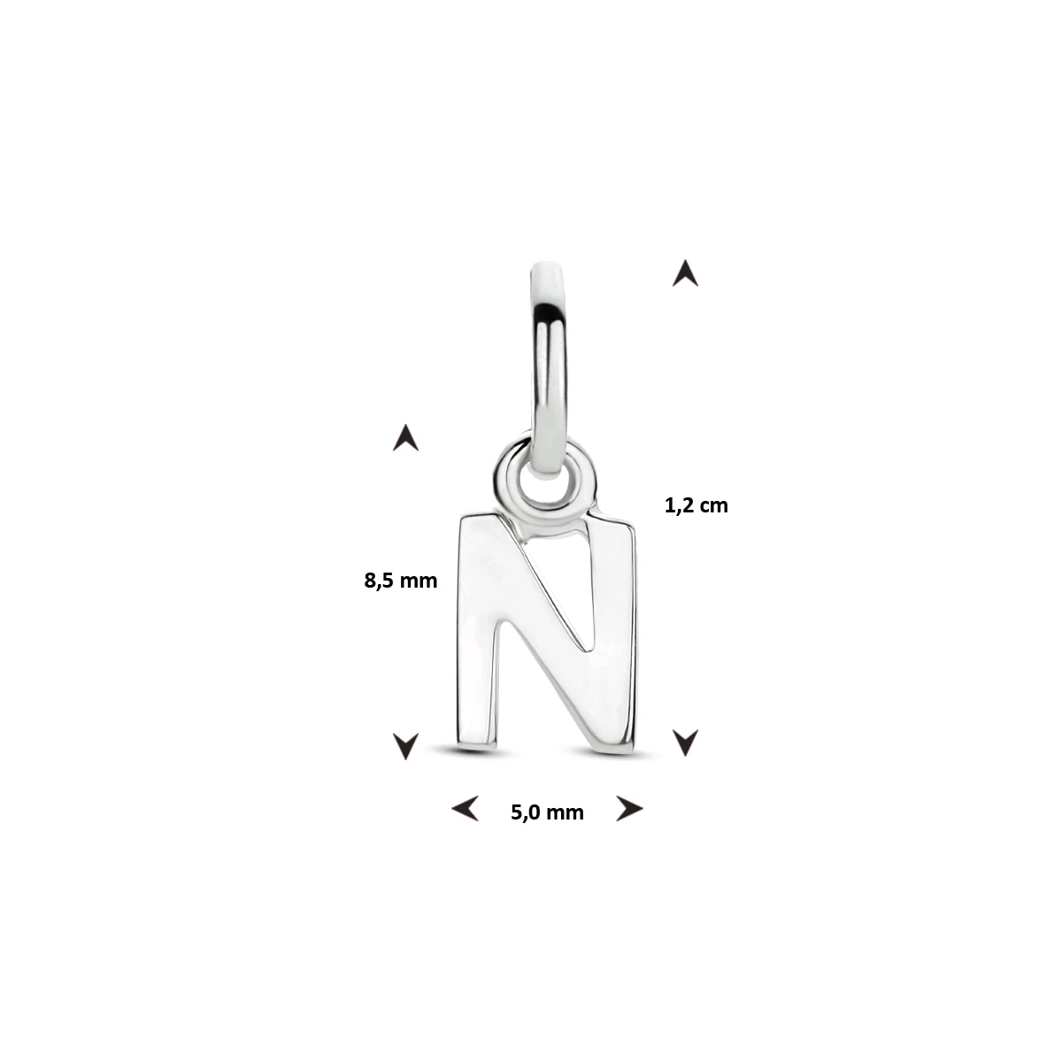 hanger letter zilver gerhodineerd