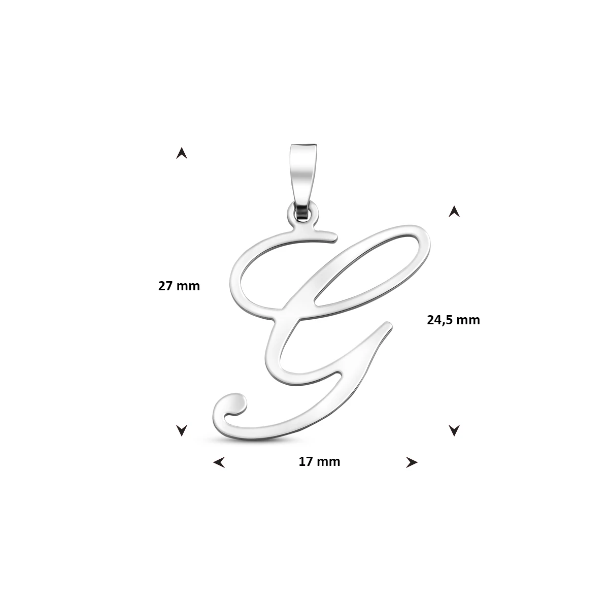 hanger letter zilver gerhodineerd