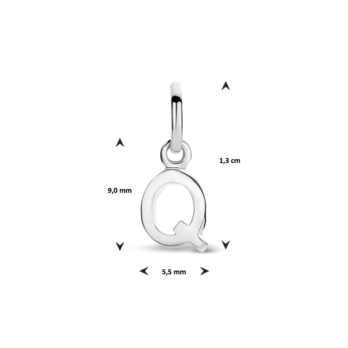 hanger letter zilver gerhodineerd