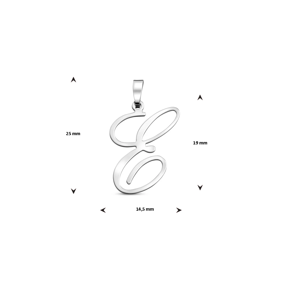 hanger letter zilver gerhodineerd