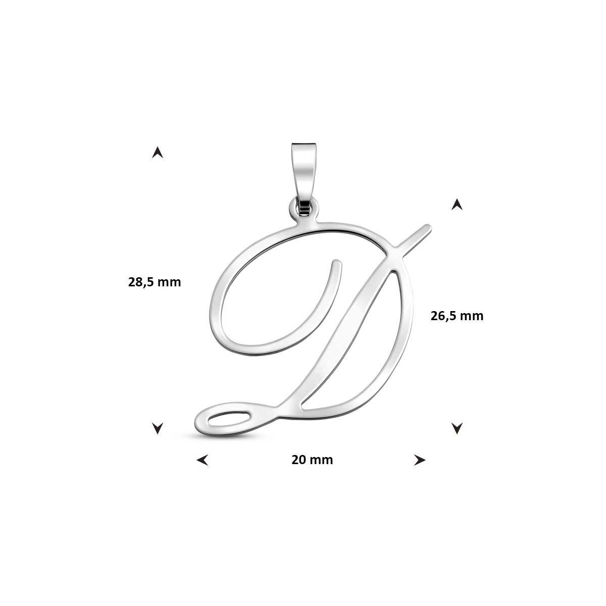 hanger letter zilver gerhodineerd