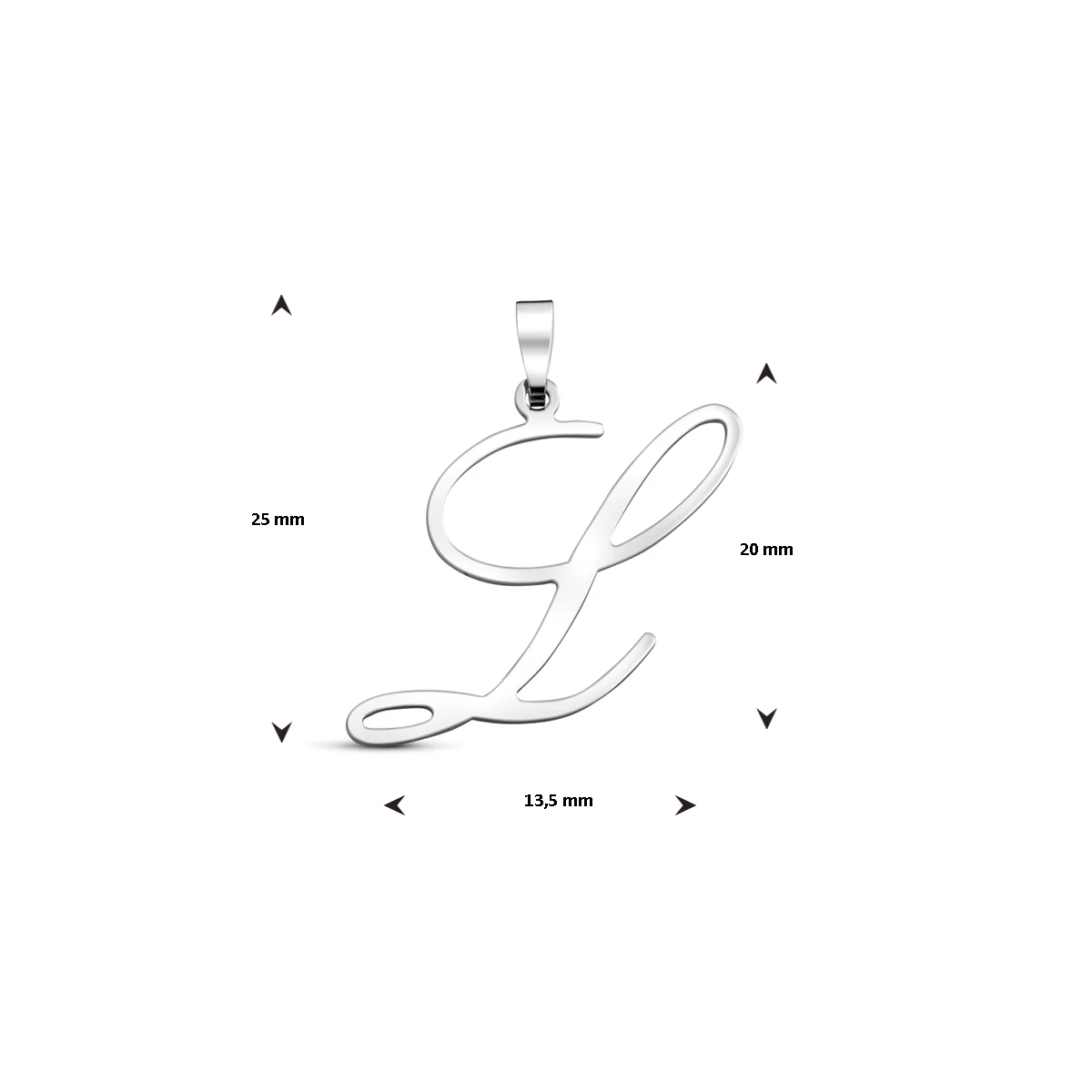 hanger letter zilver gerhodineerd