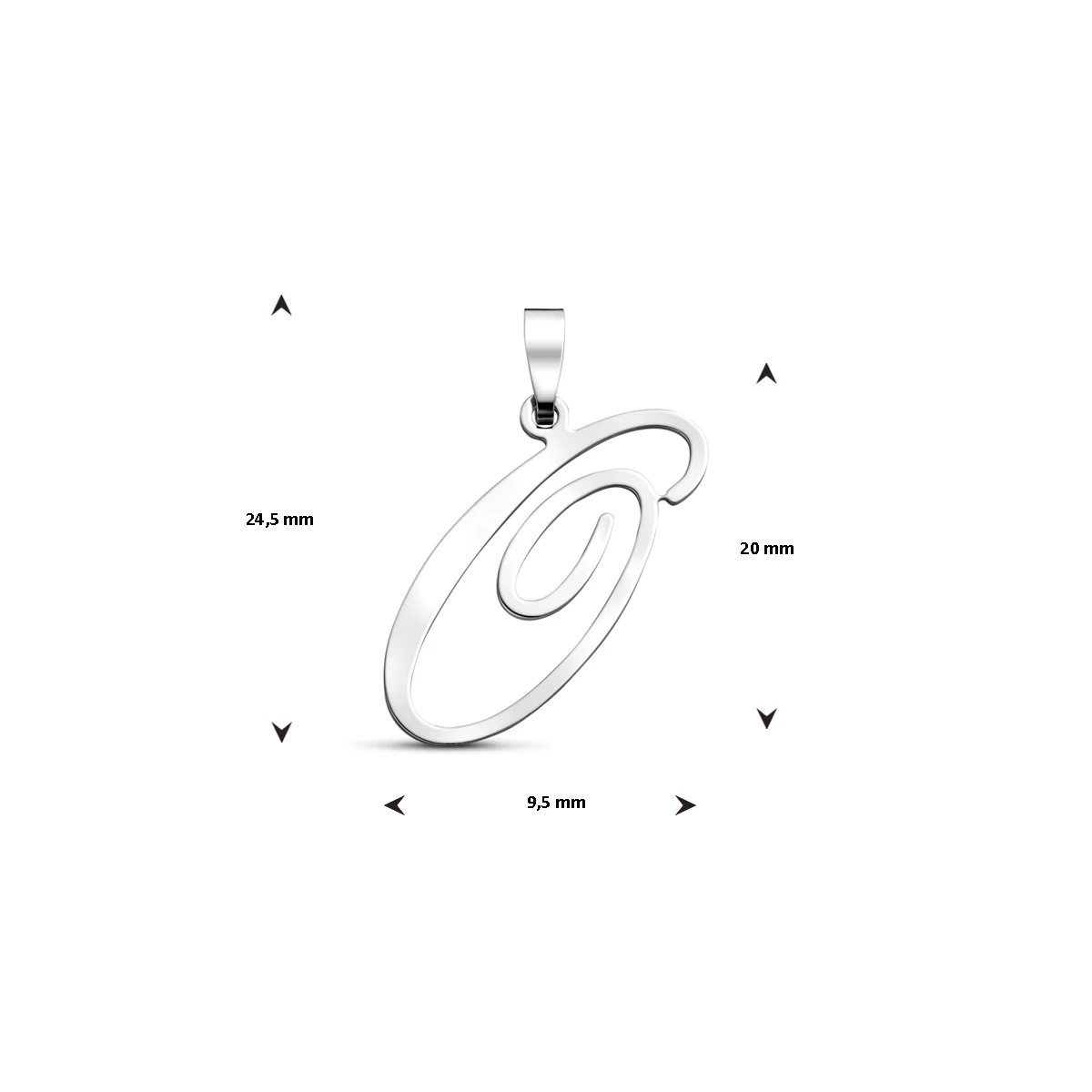 hanger letter zilver gerhodineerd