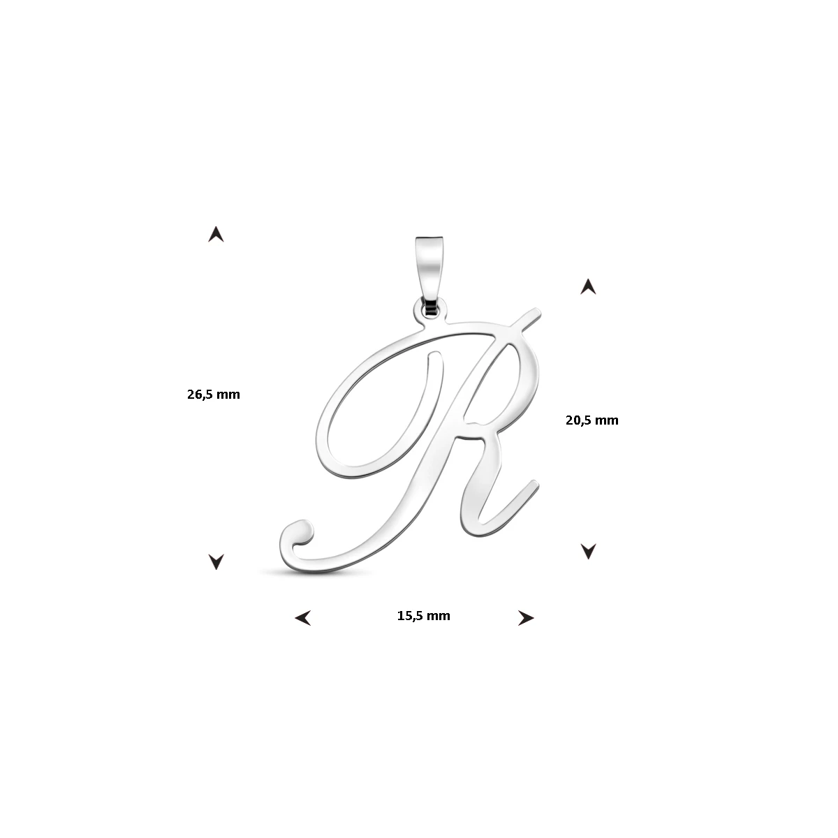 hanger letter zilver gerhodineerd