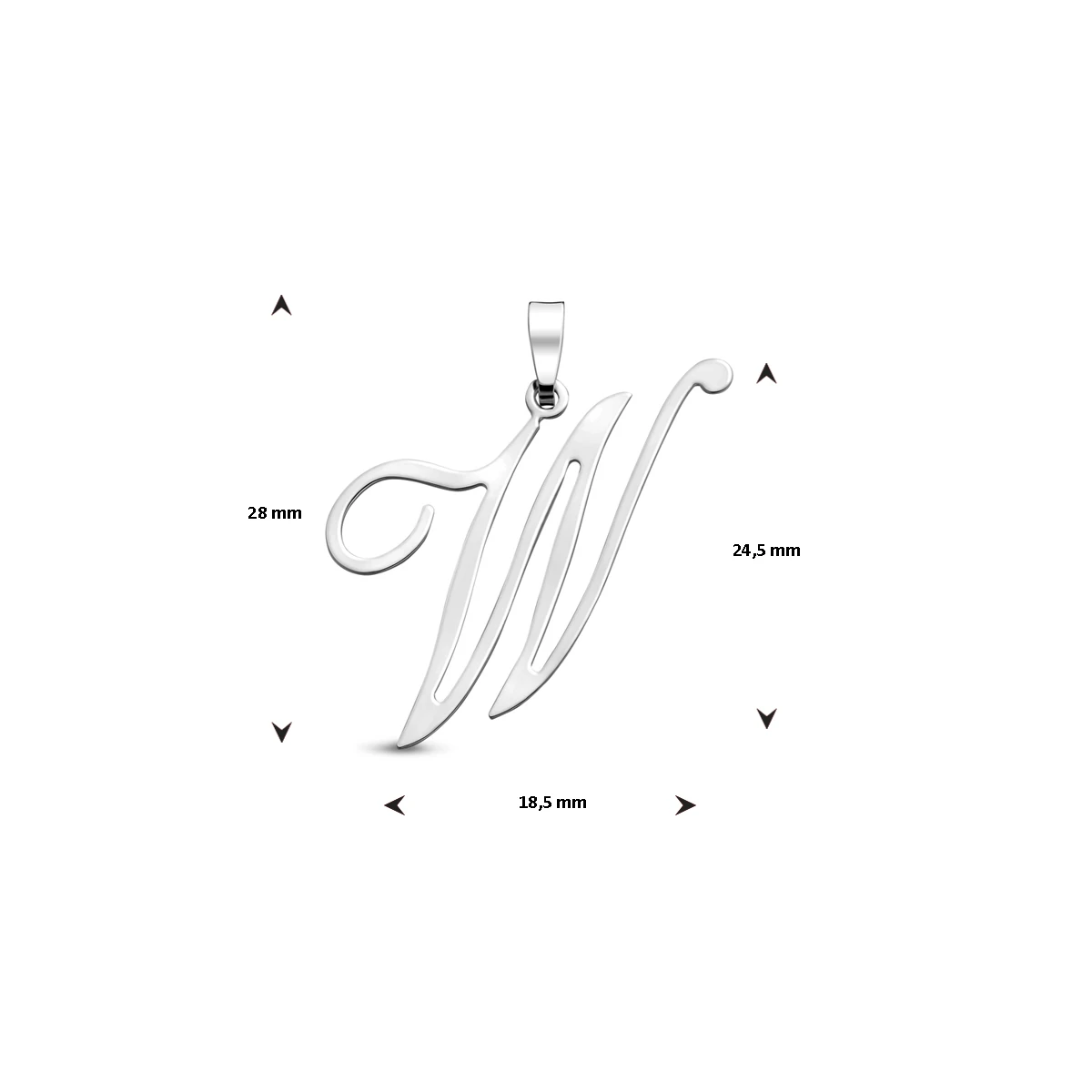 hanger letter zilver gerhodineerd
