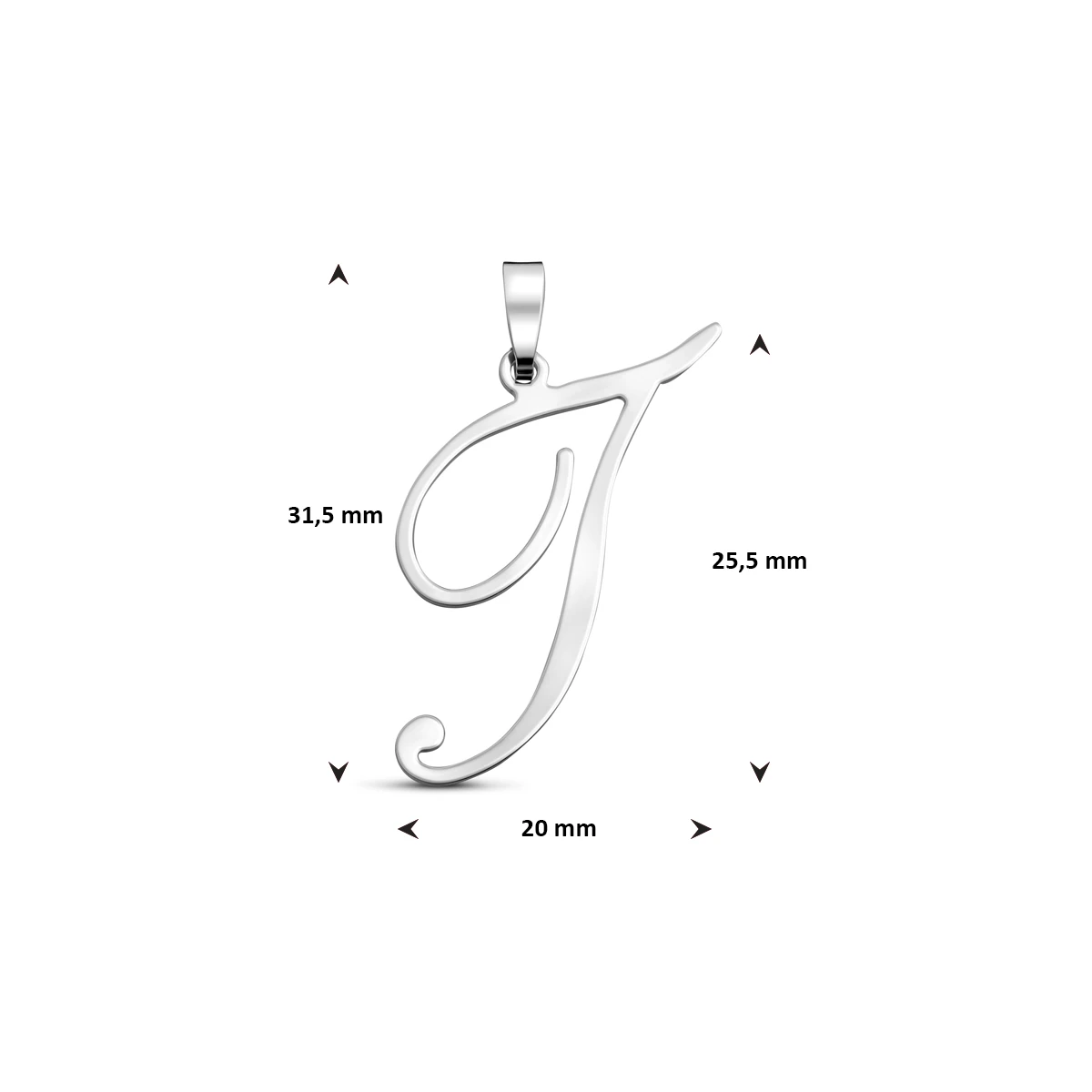 hanger letter zilver gerhodineerd