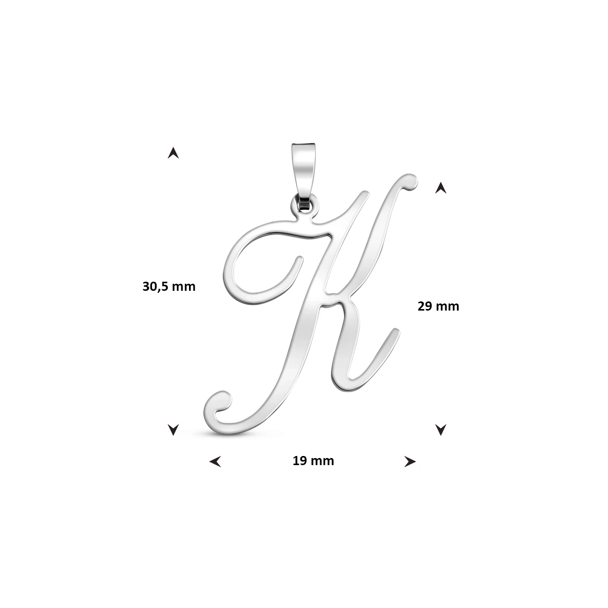hanger letter zilver gerhodineerd