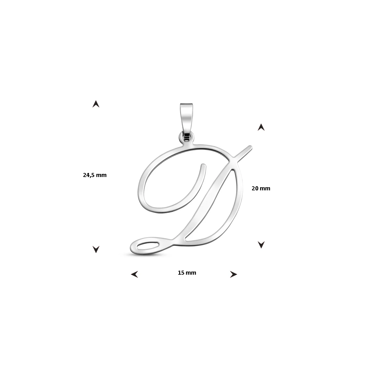 hanger letter zilver gerhodineerd
