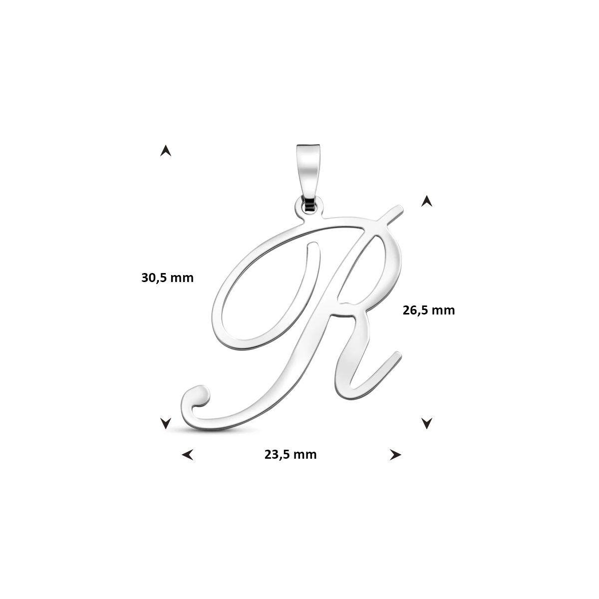 hanger letter zilver gerhodineerd