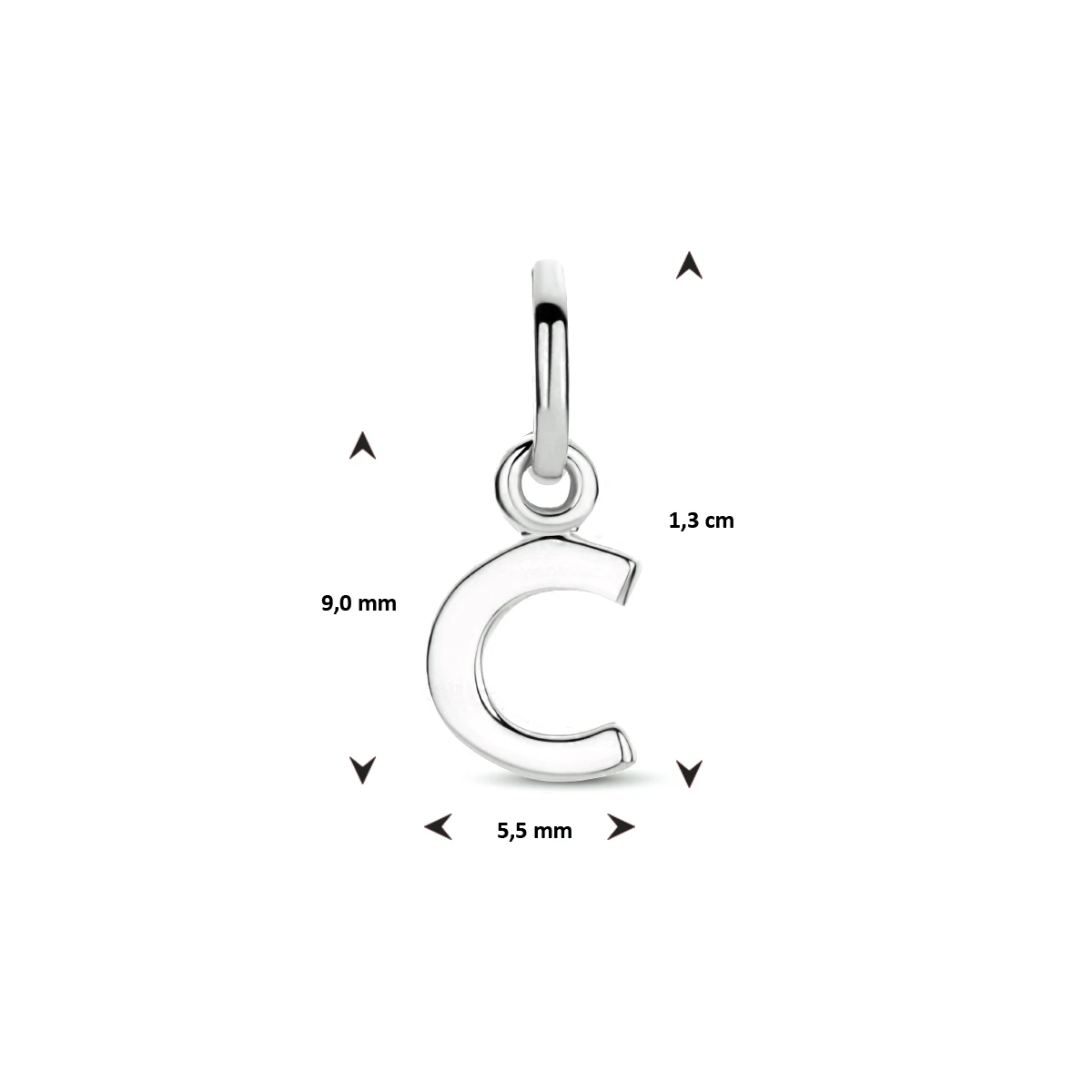 hanger letter zilver gerhodineerd