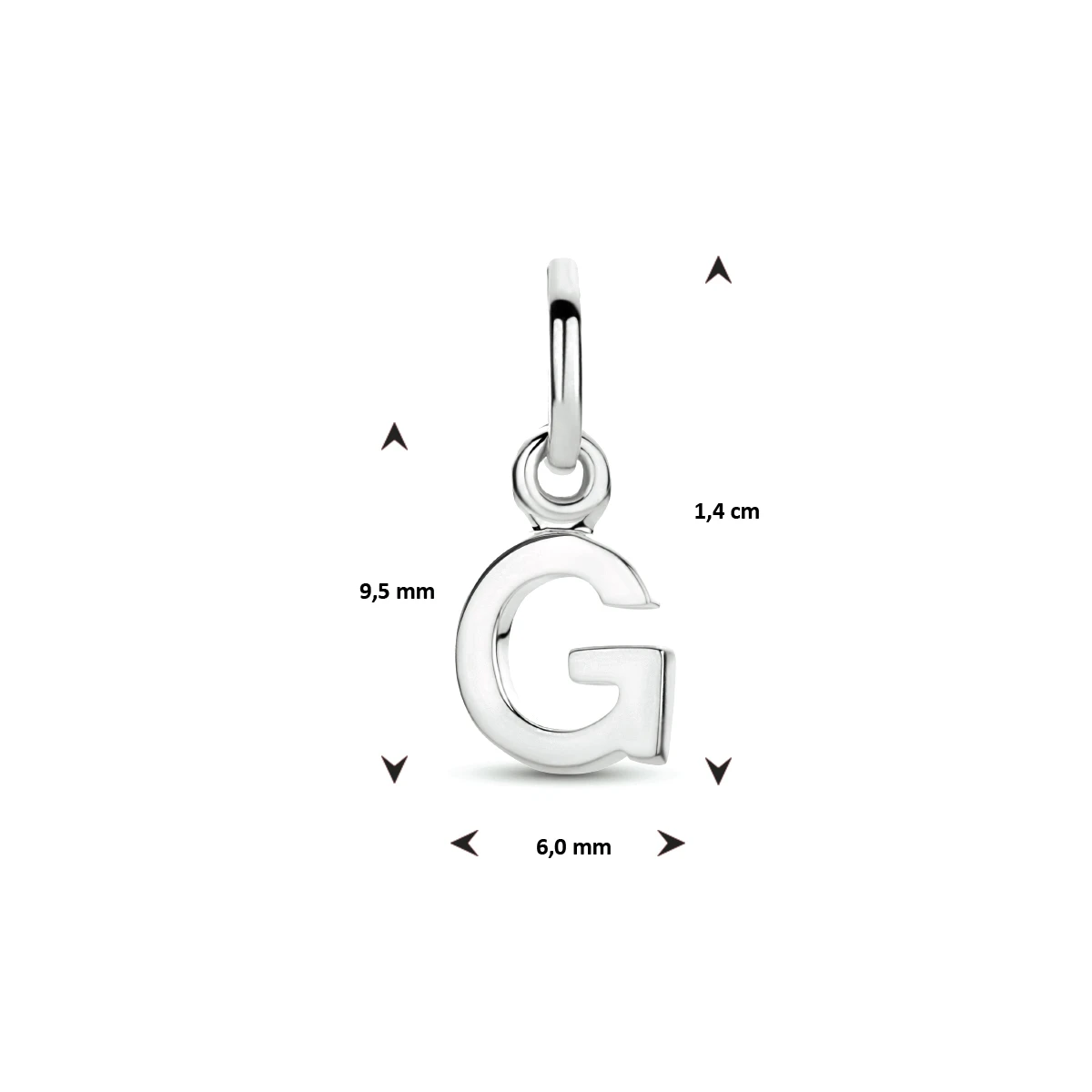 hanger letter zilver gerhodineerd