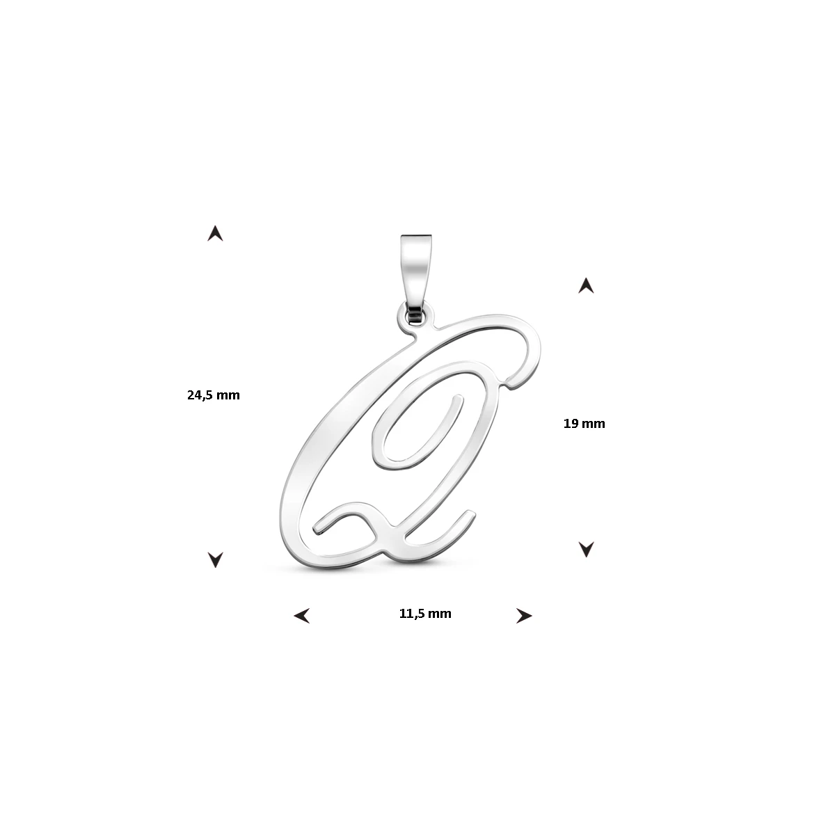 hanger letter zilver gerhodineerd