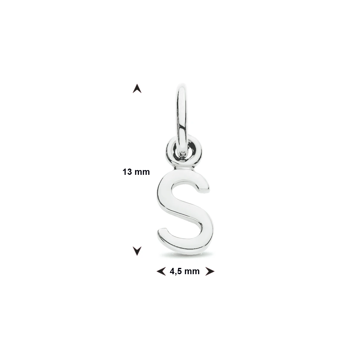 hanger letter zilver gerhodineerd