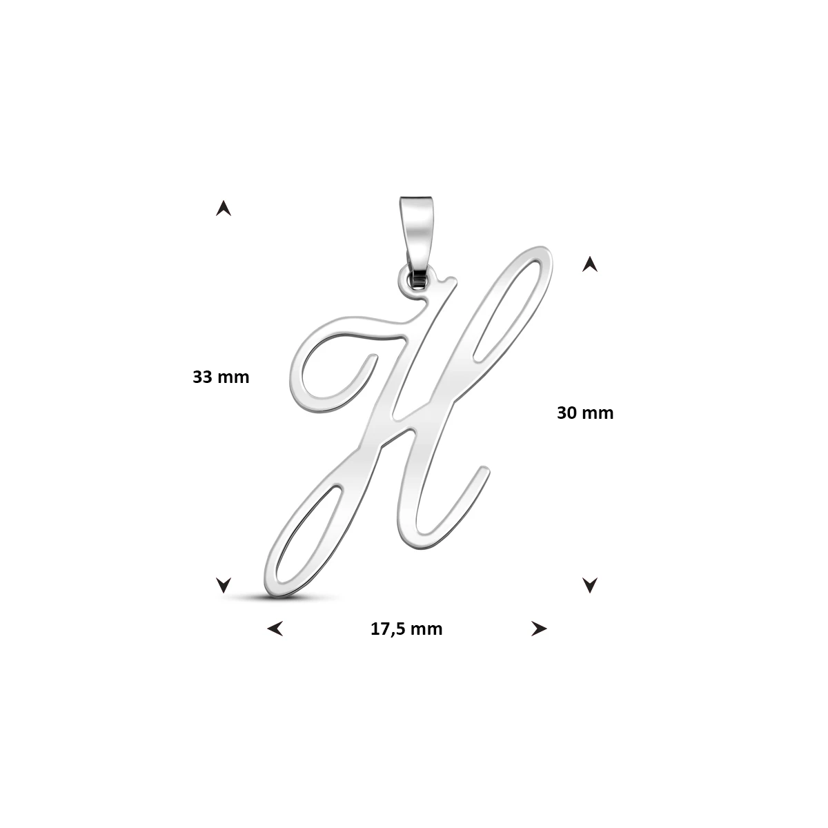 hanger letter zilver gerhodineerd
