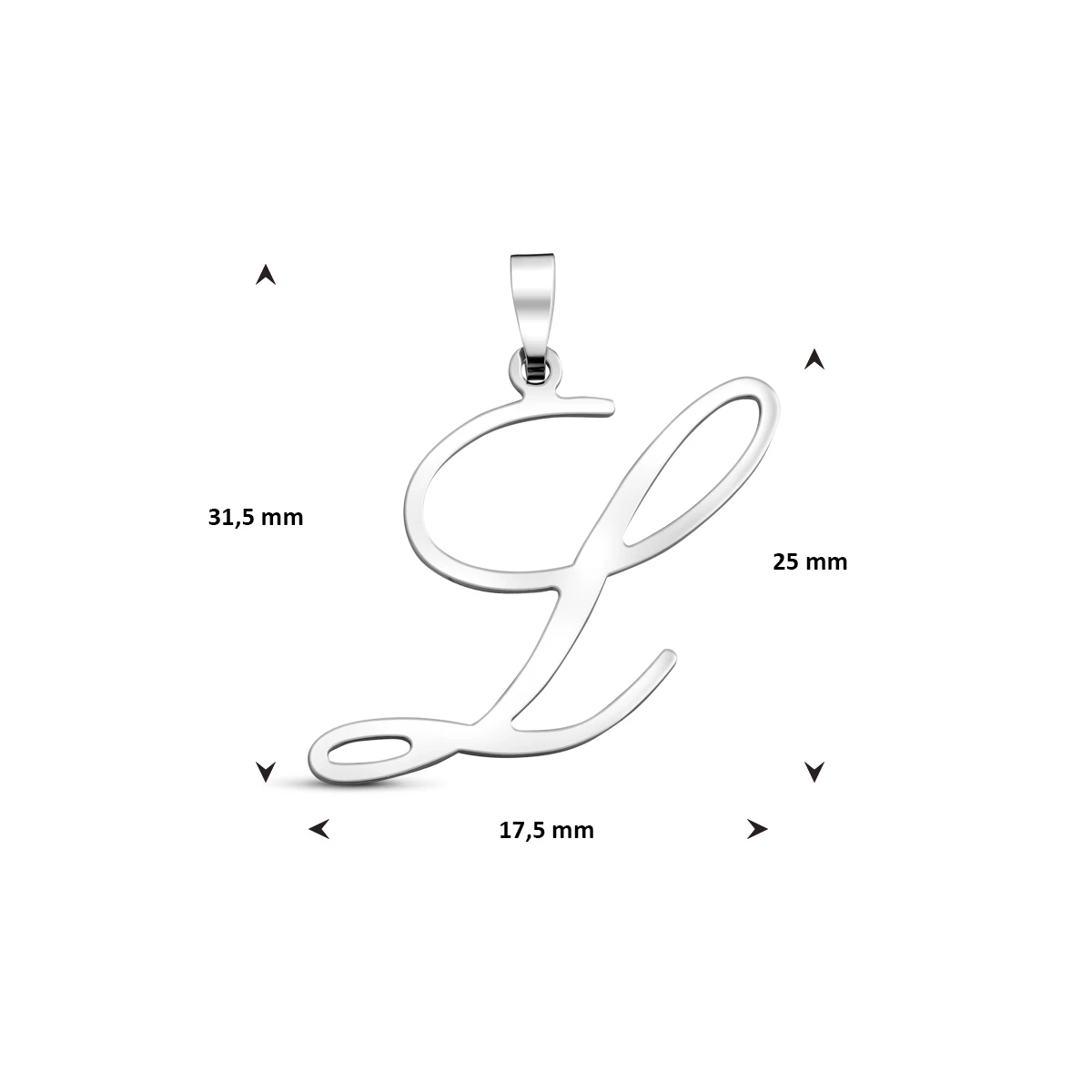 hanger letter zilver gerhodineerd