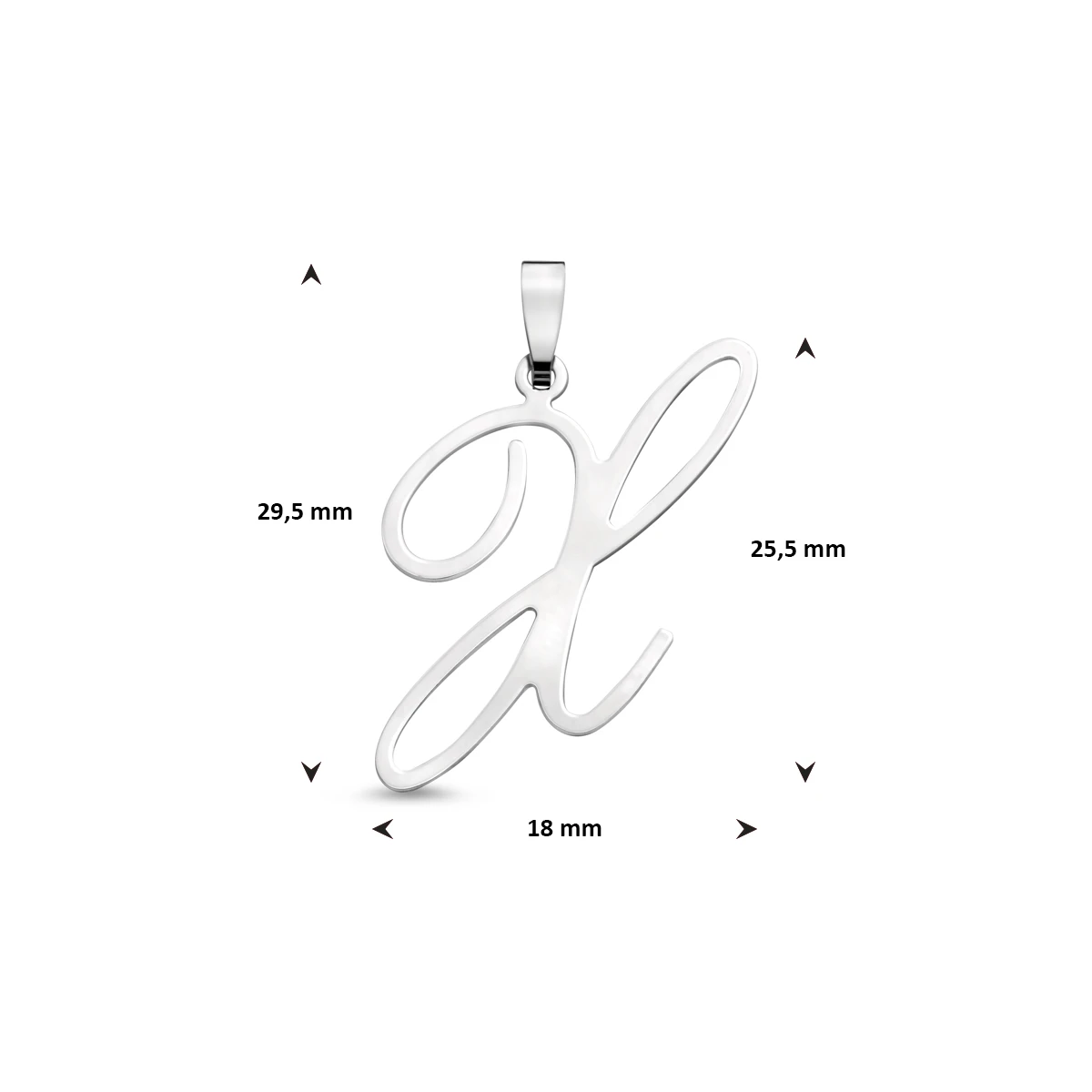 hanger letter zilver gerhodineerd