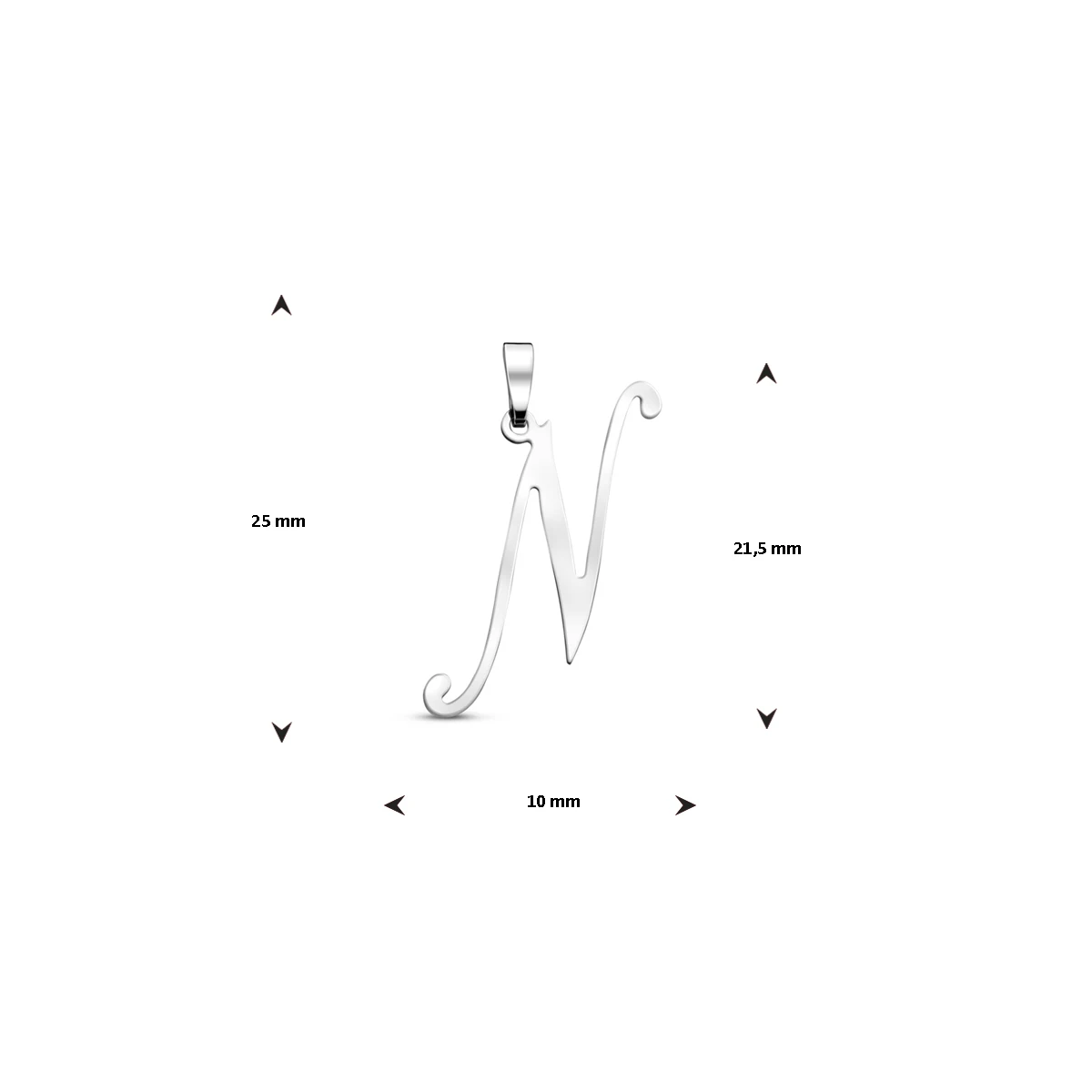 hanger letter zilver gerhodineerd