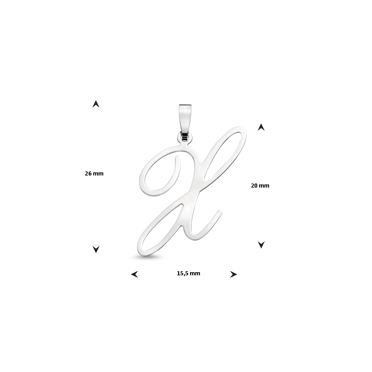 hanger letter zilver gerhodineerd