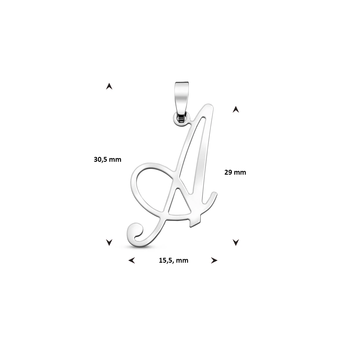 hanger letter zilver gerhodineerd
