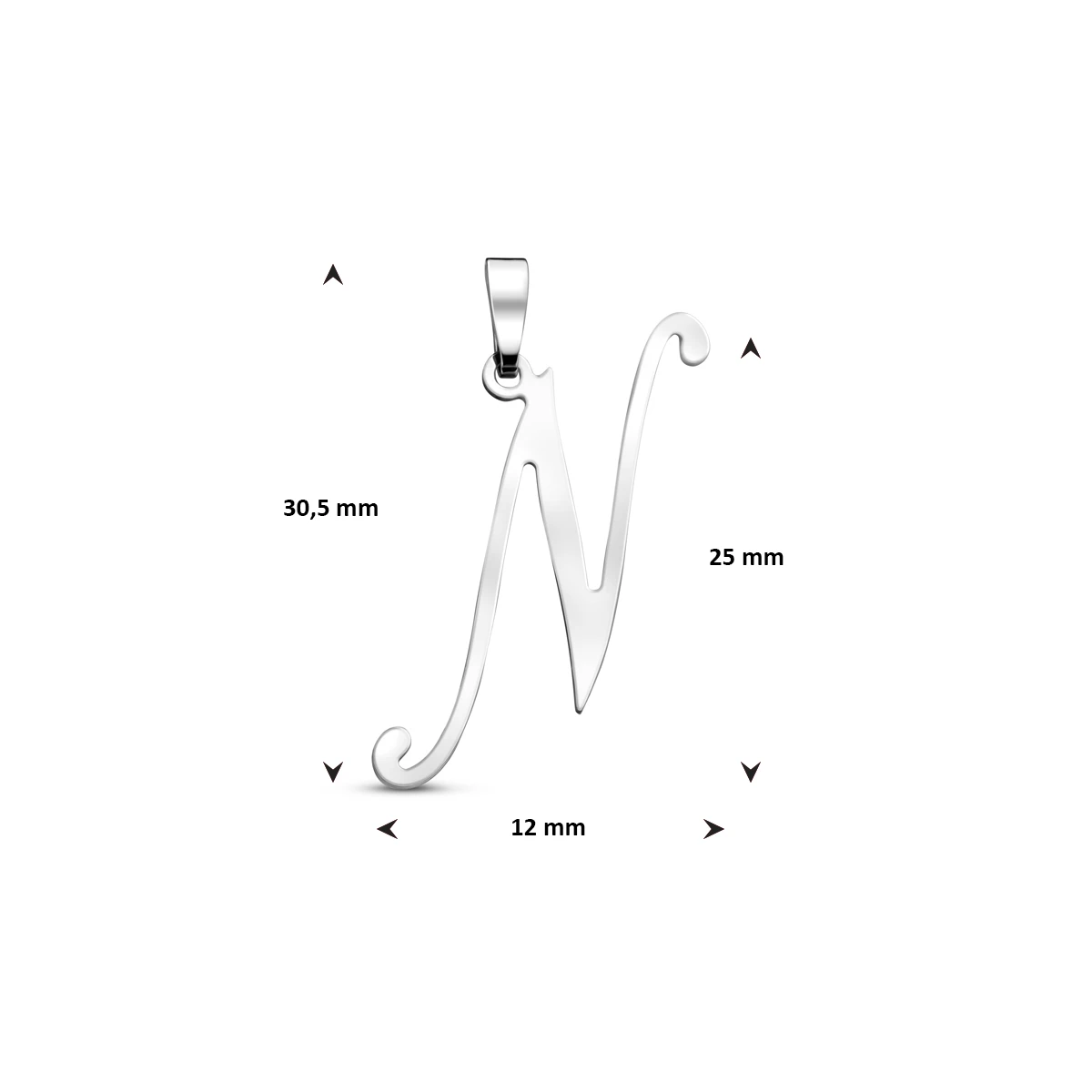 hanger letter zilver gerhodineerd