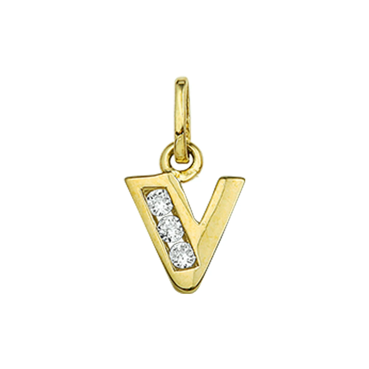 hanger letter zirkonia 14K geelgoud