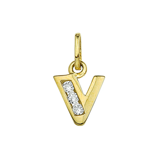 hanger letter zirkonia 14K geelgoud