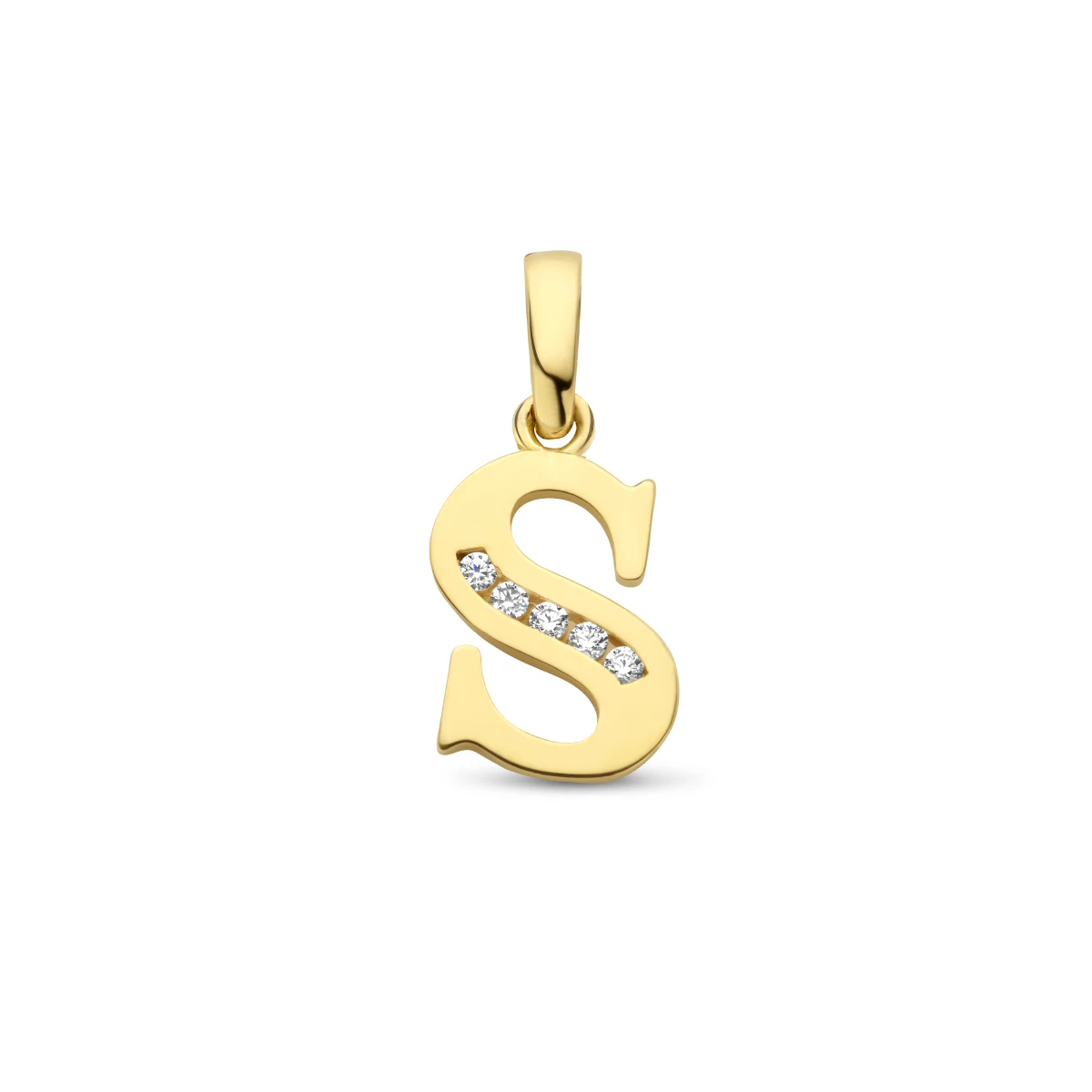 hanger letter zirkonia 14K geelgoud