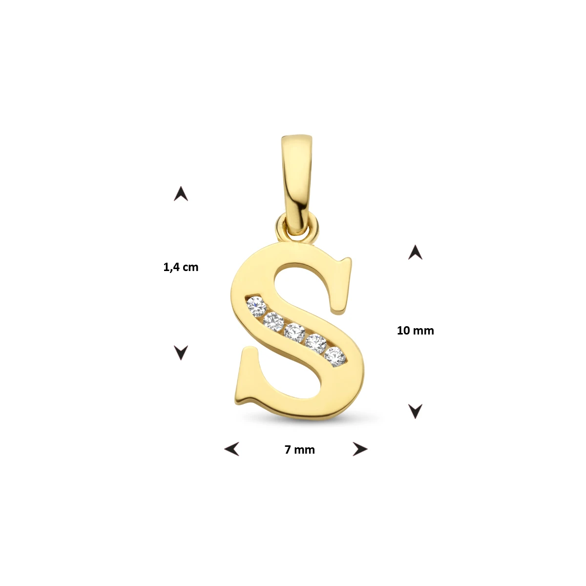 hanger letter zirkonia 14K geelgoud