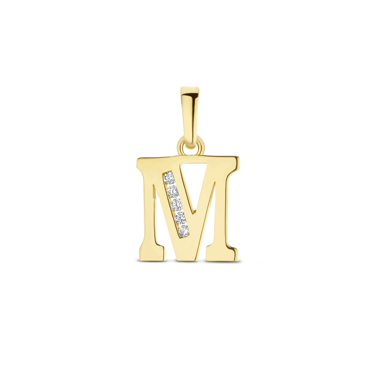 hanger letter zirkonia 14K geelgoud