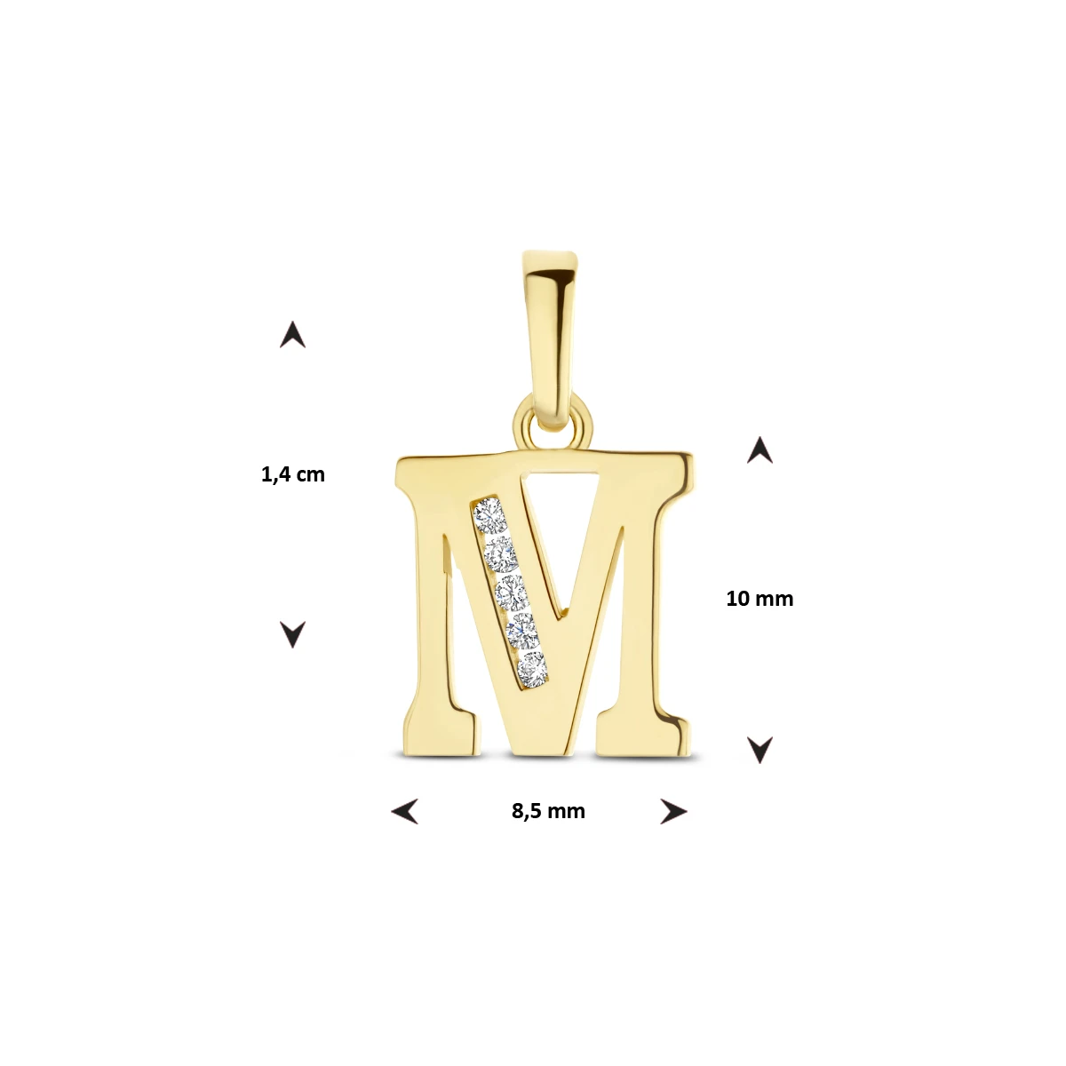 hanger letter zirkonia 14K geelgoud